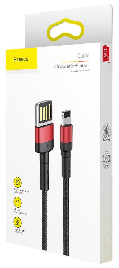 Baseus Cafule Special Edition USB-A to Lightning Data and Charging Cable, 18W, 1m, Red CALKLF-G91