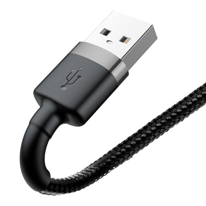 USB-A - Lightning Baseus Cafule -data- ja latauskaapeli, 18W, 3m, Harmaa CALKLF-RG1