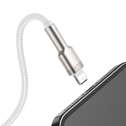 USB-A - Lightning Baseus Cafule Metal Series -data- ja latauskaapeli, 18W, 2m, Valkoinen CALJK-B02
