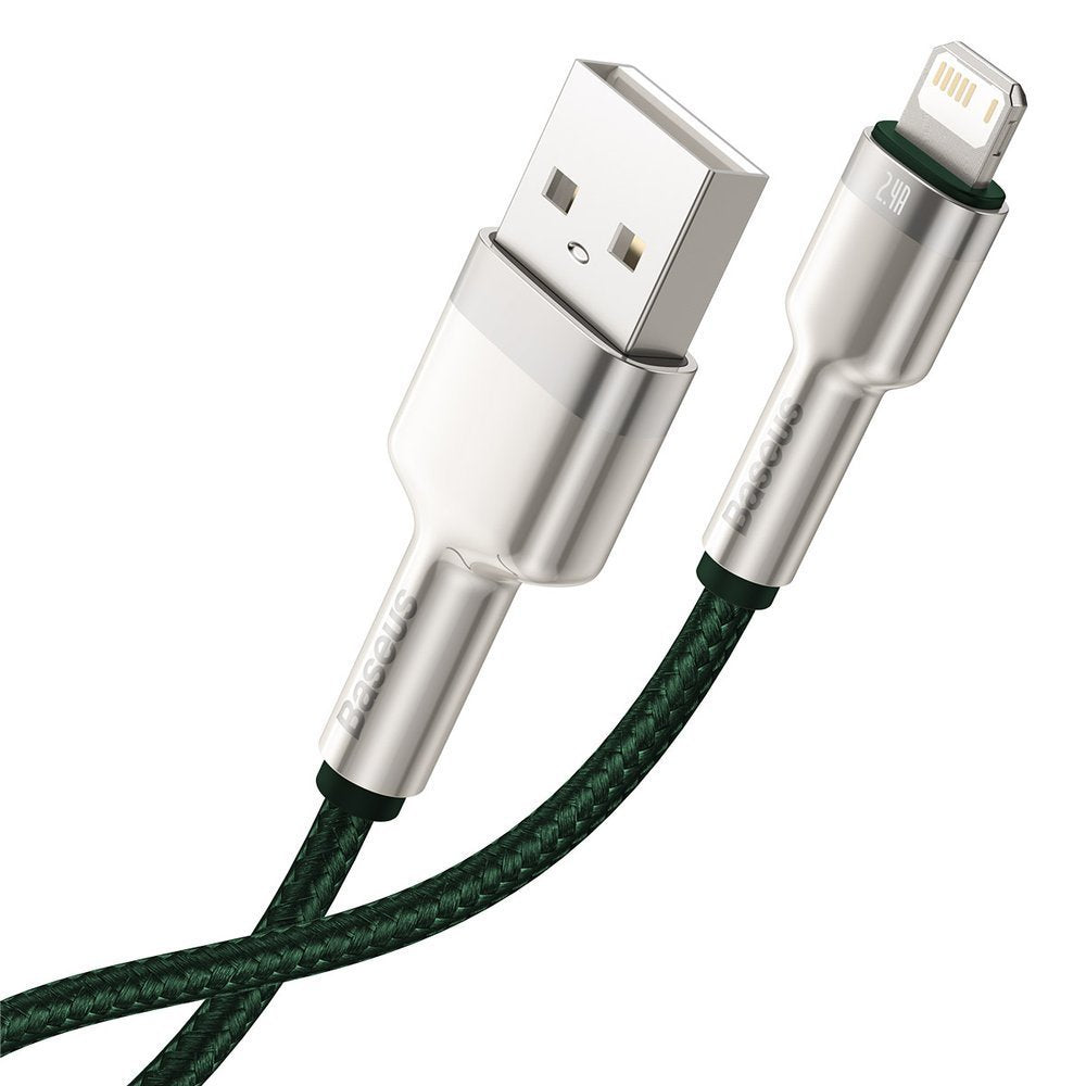 USB-A - Lightning Baseus Cafule Metal Series -data- ja latauskaapeli, 18W, 2m, vihreä CALJK-B06