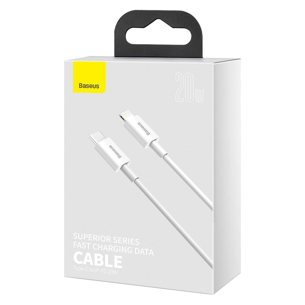 Tieto- ja latauskaapeli USB-C - Lightning Baseus Superior Series, 20W, 1m, valkoinen CATLYS-A02
