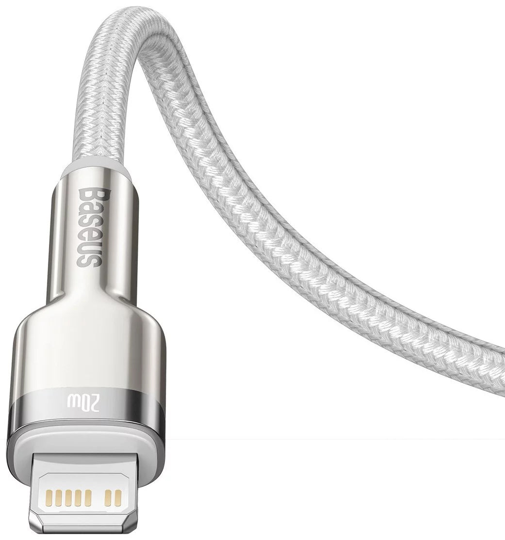 Tieto- ja latauskaapeli USB-C - Lightning Baseus Cafule Metal Series, 20W, 1m, valkoinen CATLJK-A02