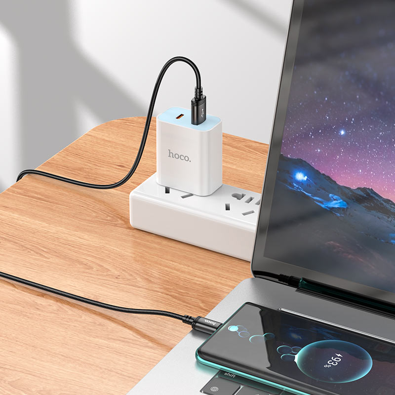 USB-A - USB-C HOCO X91 Data- ja Latauskaapeli, 18W, 3m, Musta