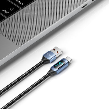 USB-A - USB-C Tech-Protect Ultraboost LED -tiedonsiirto- ja latauskaapeli, 66W, 1m, sininen