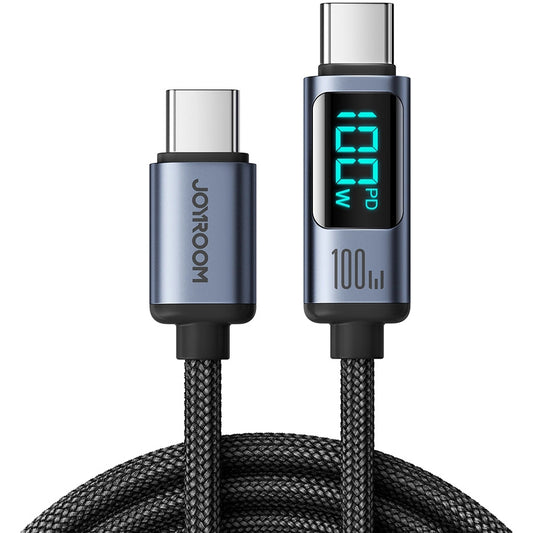 USB-C - USB-C -data- ja latauskaapeli Joyroom S-A16 Prism Display, 100W, 1.2m, Musta