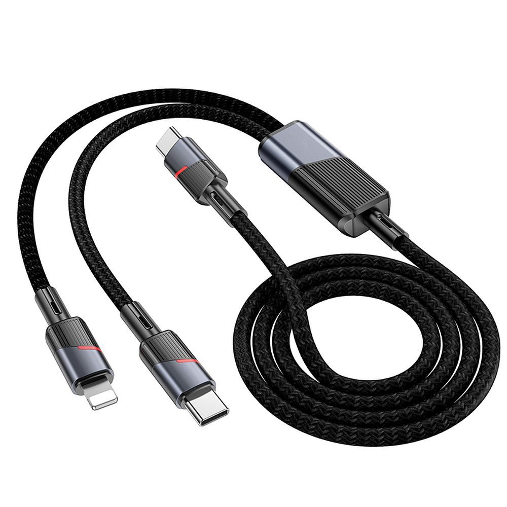 USB-C - Lightning / USB-C HOCO U139 2in1 -kaapeli, 100W, 1.2m, Musta