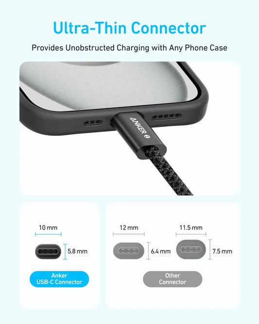 USB-C - USB-C Anker Zolo -data- ja latauskaapeli, 240W, 1m, Musta A8060H11