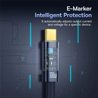 USB-C - USB-C Baseus Explorer -data- ja latauskaapeli, 100W, 1m, Tummansininen P10319704321-00