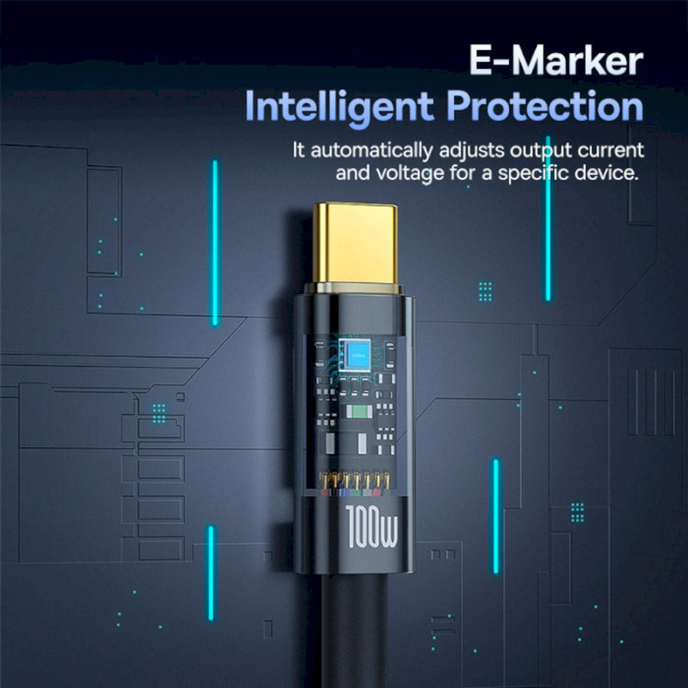 USB-C - USB-C Baseus Explorer -data- ja latauskaapeli, 100W, 2m, Musta P10319704111-00