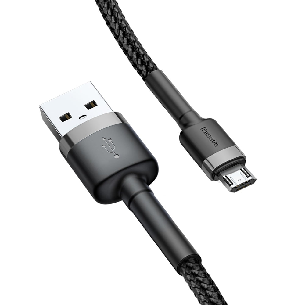 USB-A - microUSB Baseus Cafule -data- ja latauskaapeli, 18W, 2m, Harmaa CAMKLF-CG1
