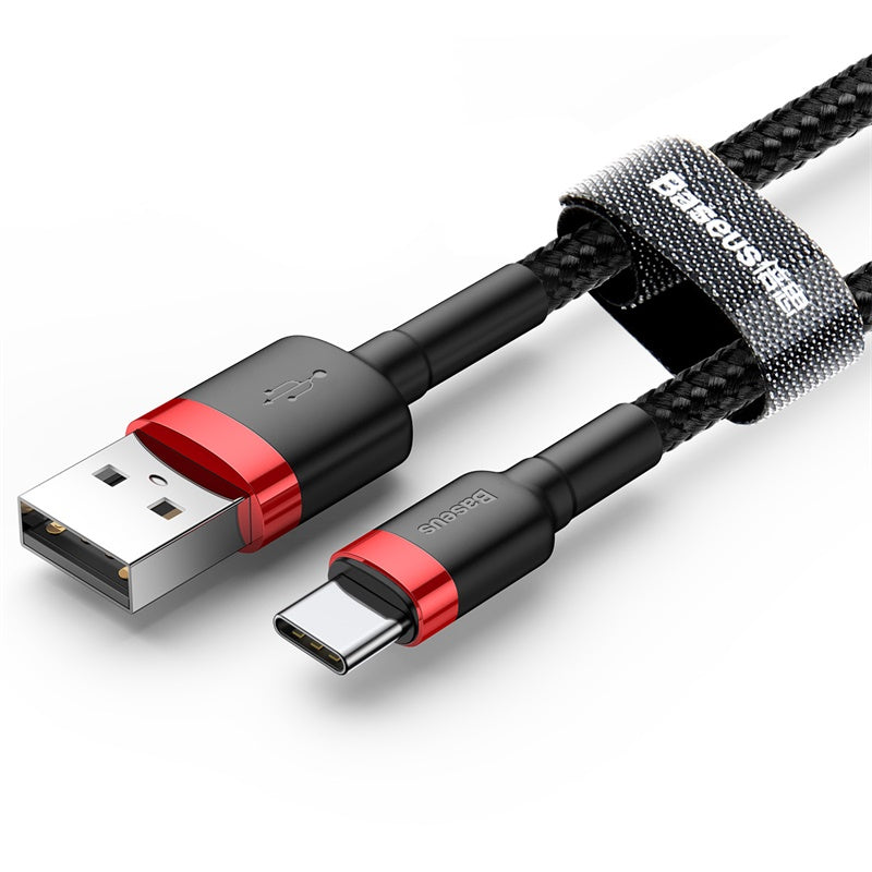 USB-A - USB-C Baseus Cafule -data- ja latauskaapeli, 18W, 3m, Punainen CATKLF-U91
