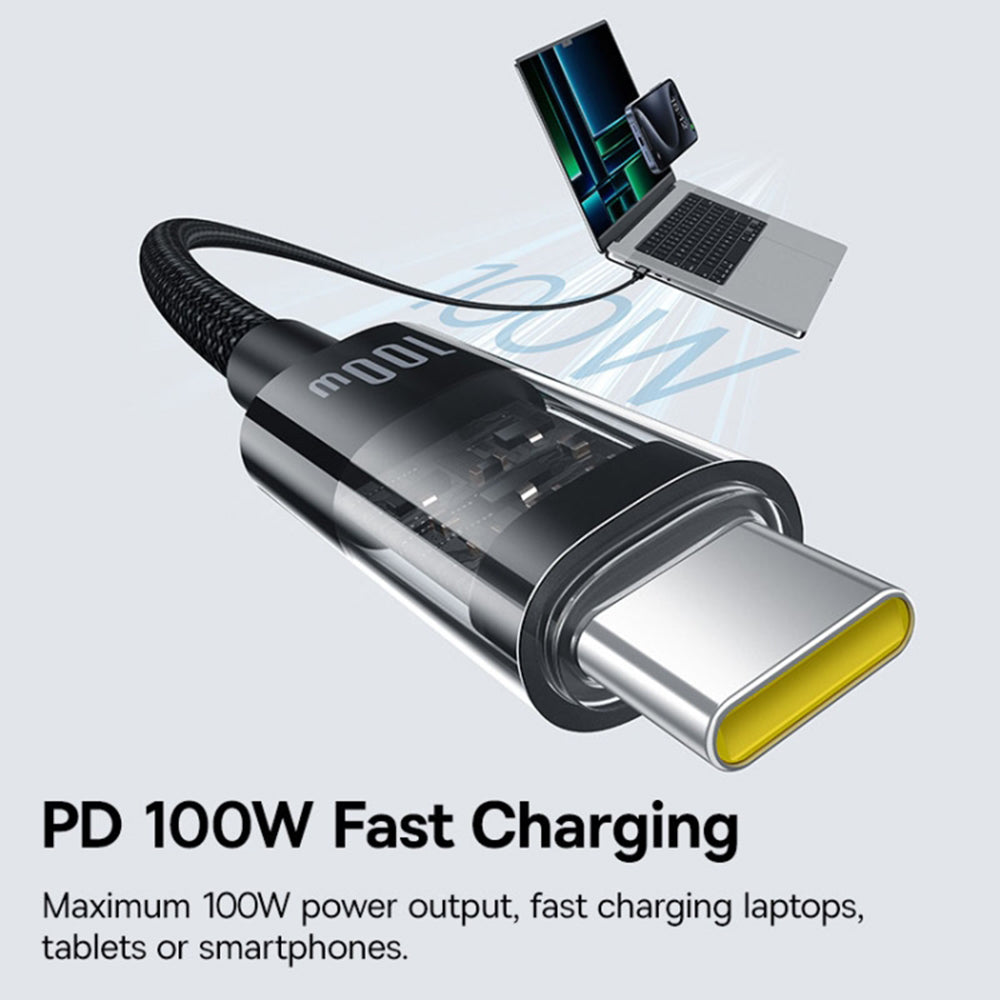 USB-C - USB-C Baseus Gem -data- ja latauskaapeli, 100W, 2m, Musta P10373000111-01