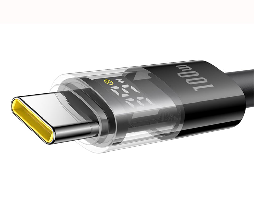 USB-A - USB-C Baseus Display 2 -data- ja latauskaapeli, 100W, 1m, Musta P10382701121-00
