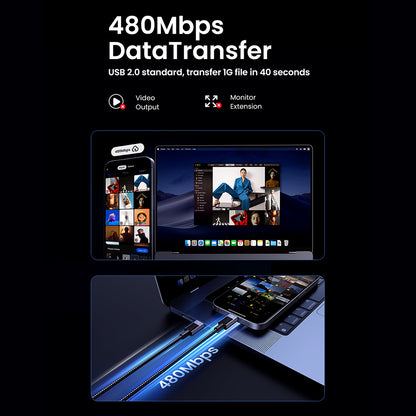 USB-C - USB-C UGREEN L513 Data- ja latauskaapeli, 240W, 2m, Musta