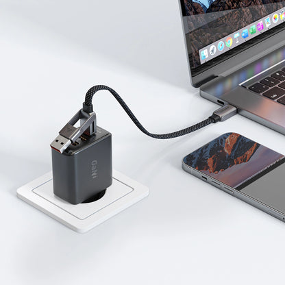 USB-C - USB-A / USB-C Acefast C13-05 -kaapeli, 60W, 0.2m, Musta