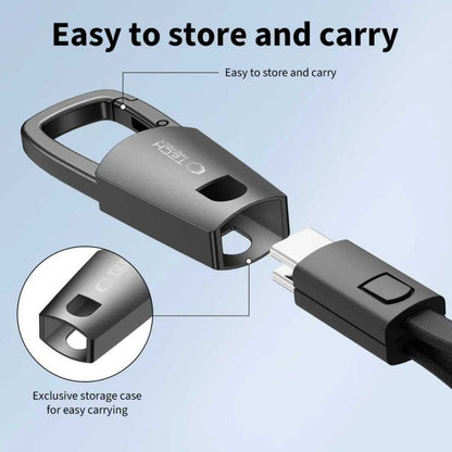 USB-C - USB-C Tech-Protect Ultraboost DNA -avainnippu, 60W, 0.17m, Harmaa