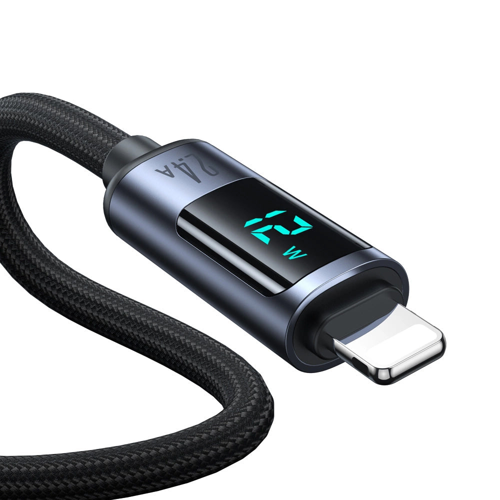 Data- ja latauskaapeli USB-A - Lightning Joyroom S-A16 Prism Display, 12W, 1.2m, Musta