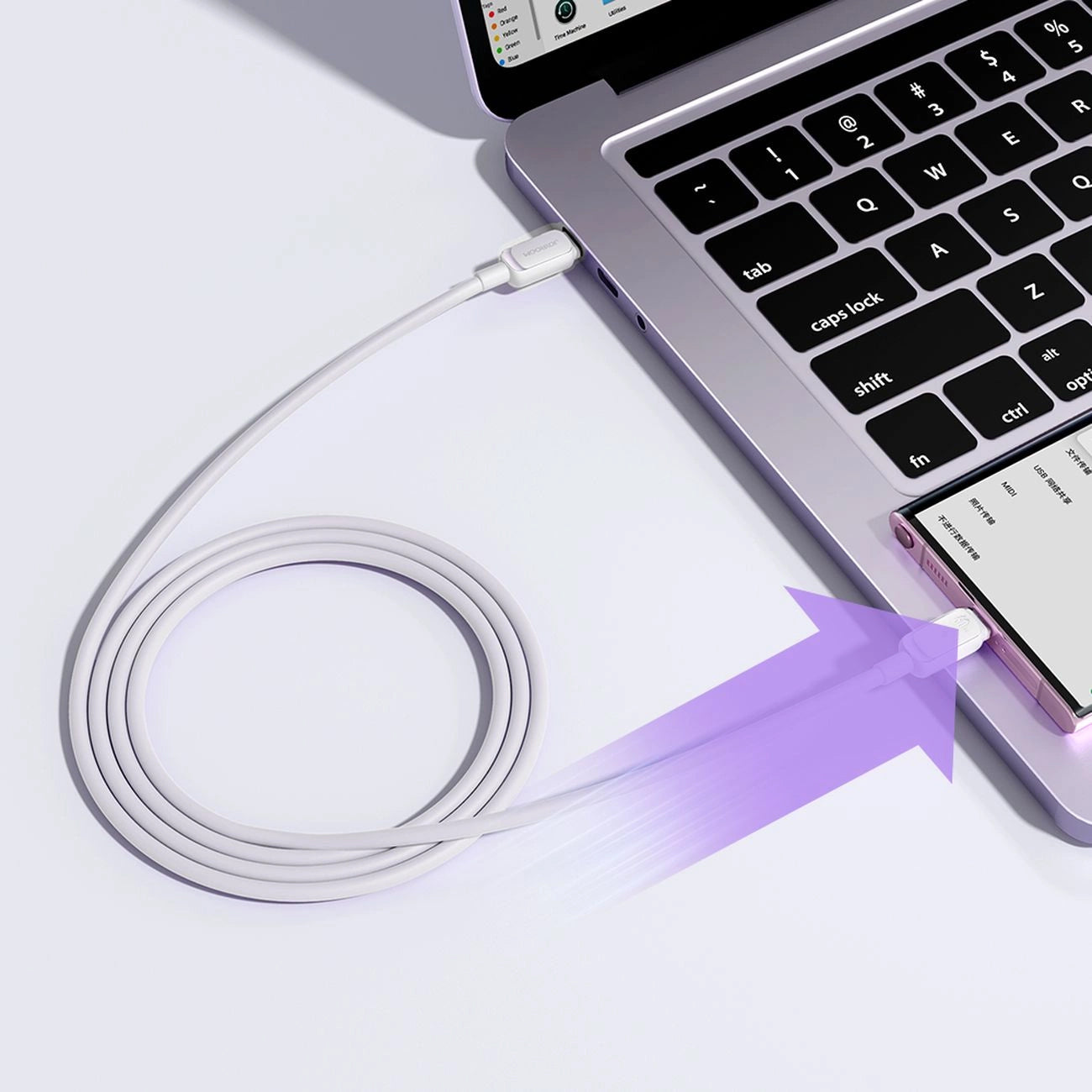 USB-C - USB-C Joyroom S-A14 -kaapeli, 60W, 1.2m, Valkoinen
