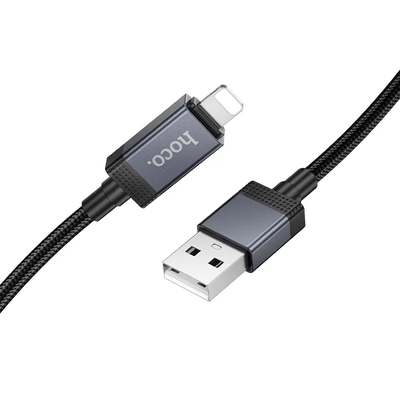 USB-A - Lightning HOCO X118 Display -data- ja latauskaapeli, 12W, 1m, Musta