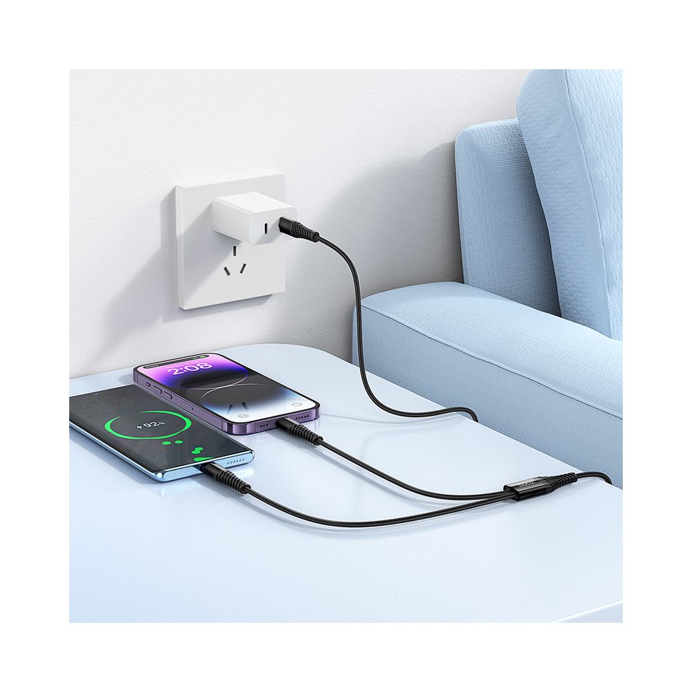 USB-C - Lightning / USB-C HOCO X123 latauskaapeli, 10W, 1m, Musta