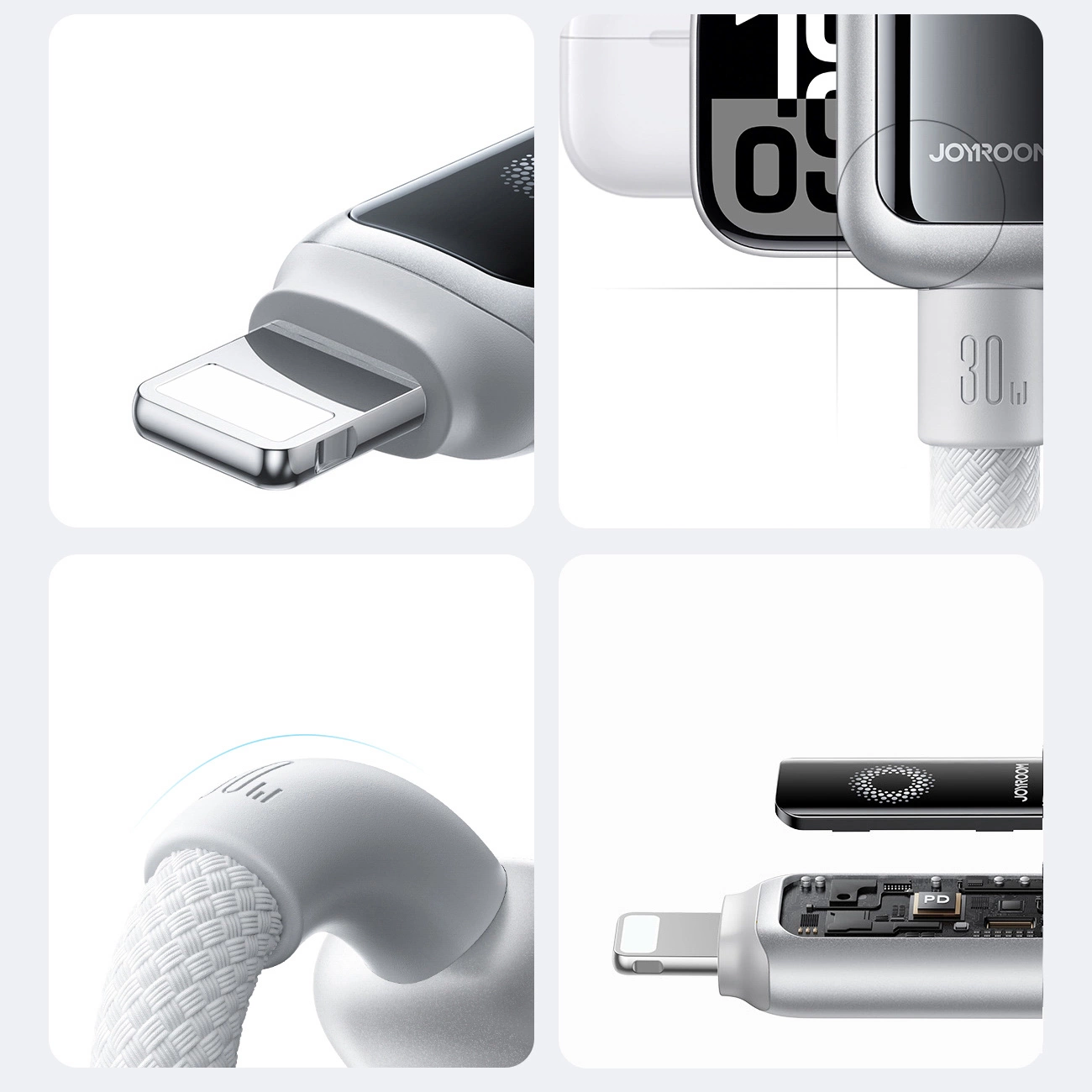 USB-C - Lightning Joyroom S-A55 StarFlight Display -kaapeli, 30W, 1.2m, Valkoinen