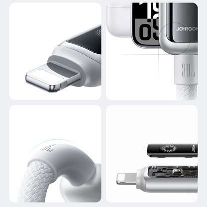 USB-C - Lightning Joyroom S-A55 StarFlight Display -kaapeli, 30W, 1.2m, Valkoinen
