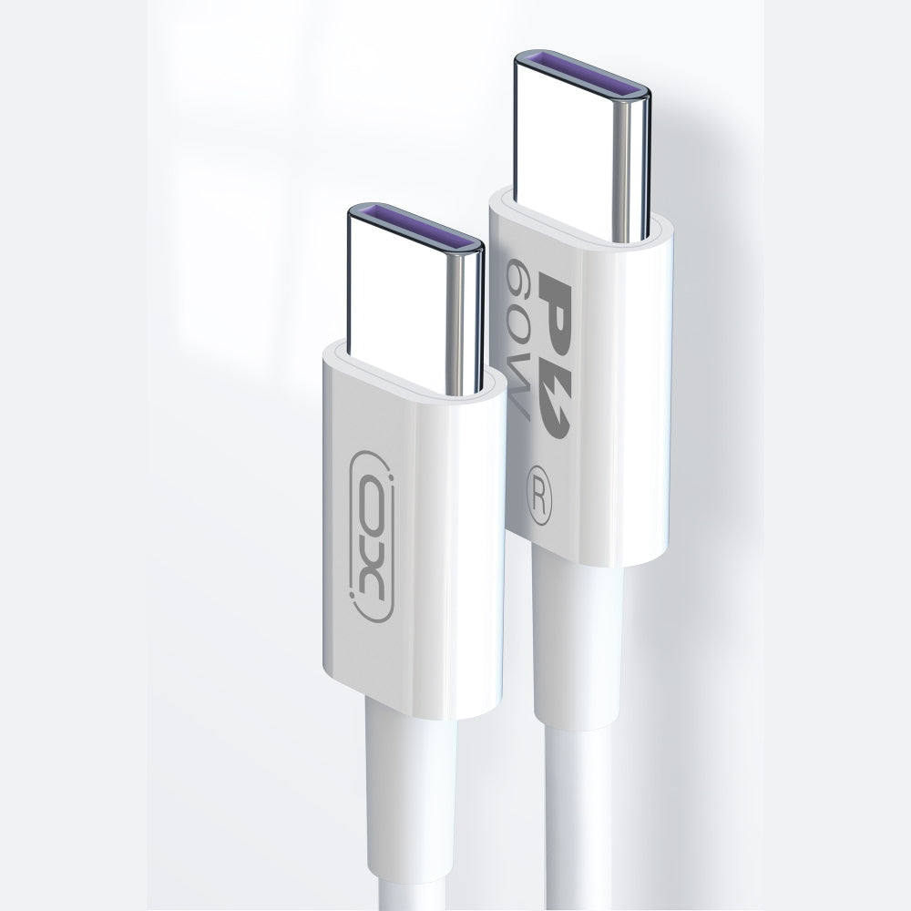USB-C - USB-C -data- ja latauskaapeli XO Design NB-Q190B, 60W, 2m, Valkoinen