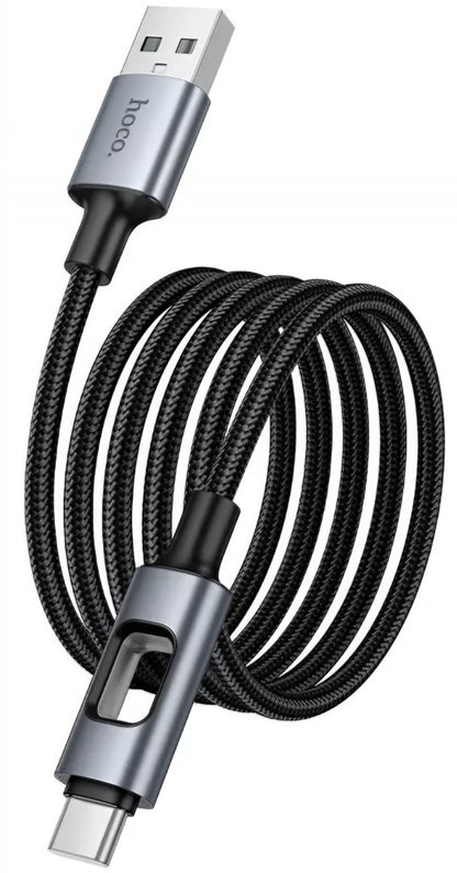 USB-A - USB-C HOCO U144 Led -data- ja latauskaapeli, 18W, 1.2m, Musta