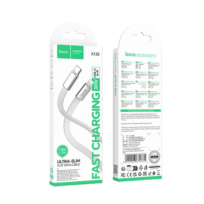 USB-C - Lightning HOCO X125 -data- ja latauskaapeli, 30W, 1m, Valkoinen