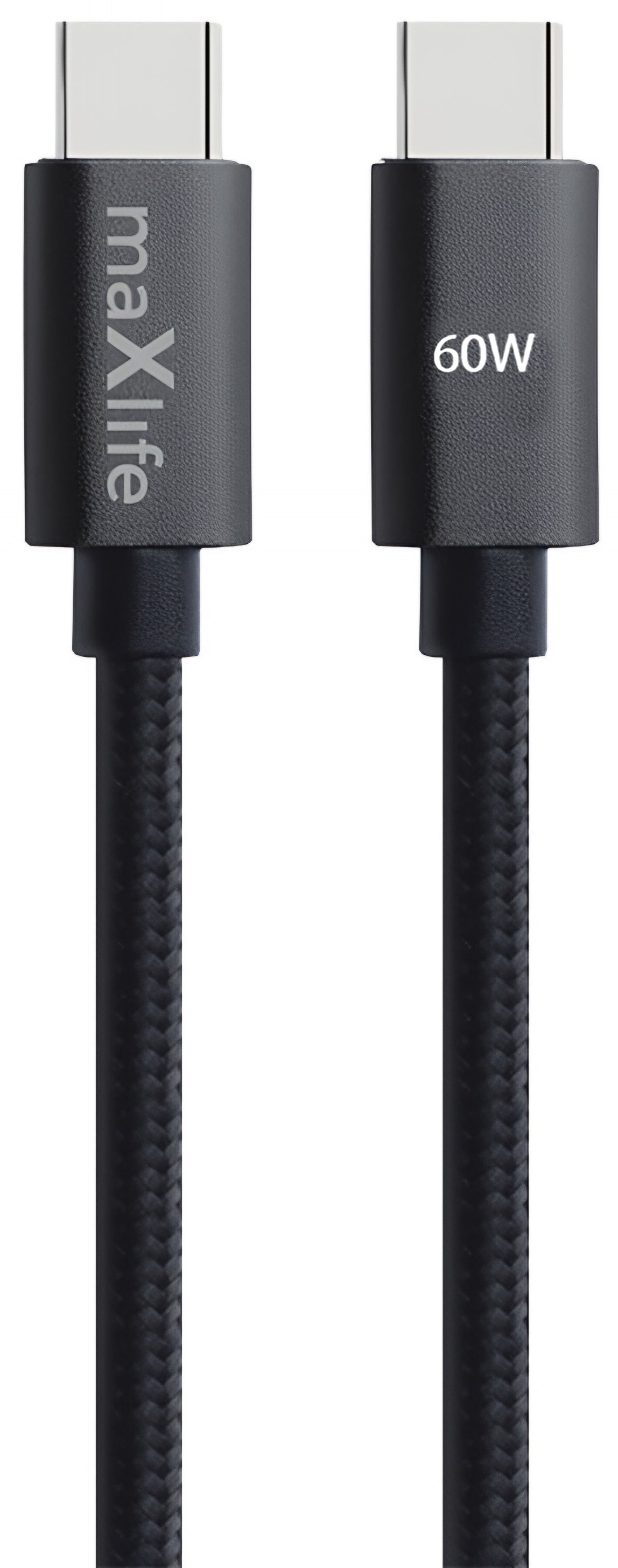 USB-C - USB-C -kaapeli ja laturi MaXlife MXUC-12, 60W, 2m, Musta