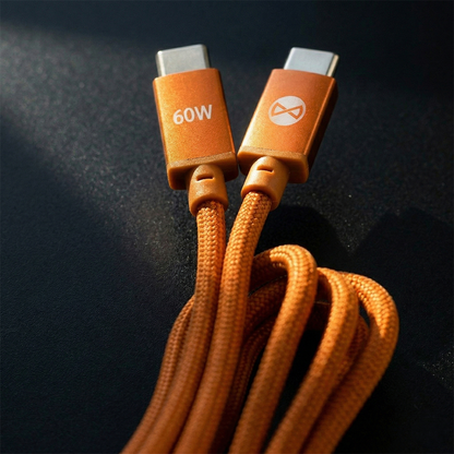 USB-C-tietojen ja latauksen kaapeli - USB-C Forever Saffron, 60W, 1m, Oranssi