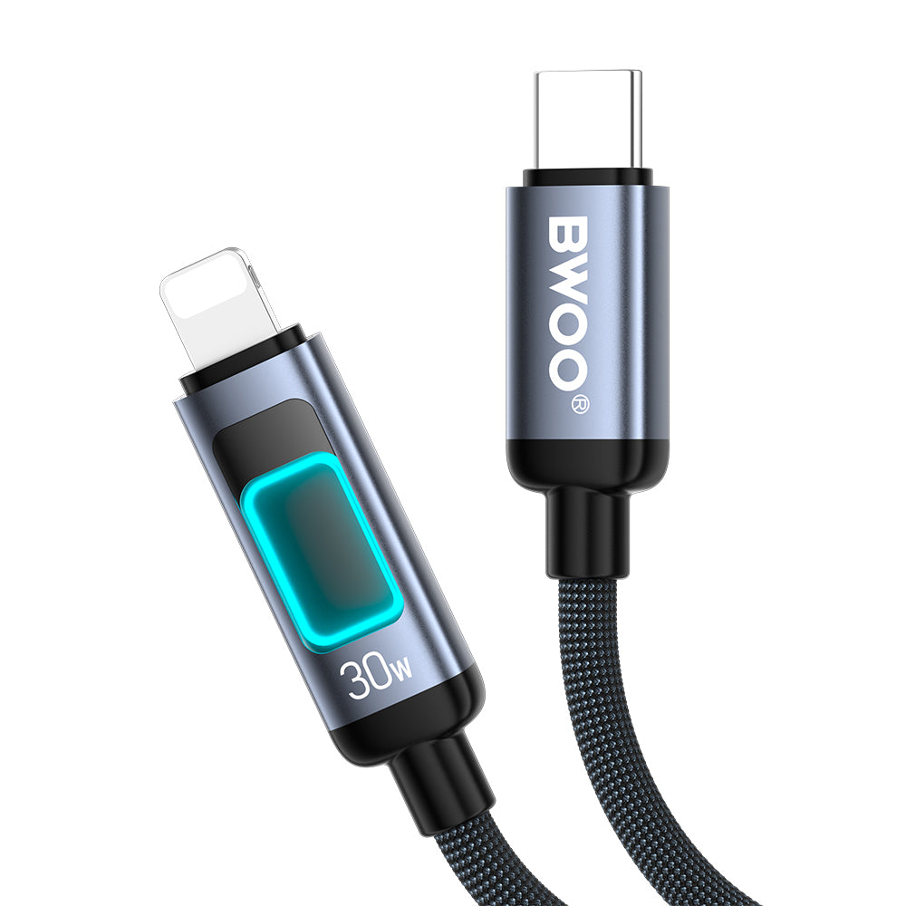 USB-C to Lightning Data and Charging Cable BWOO X324CL Display, 30W, 1m, Black