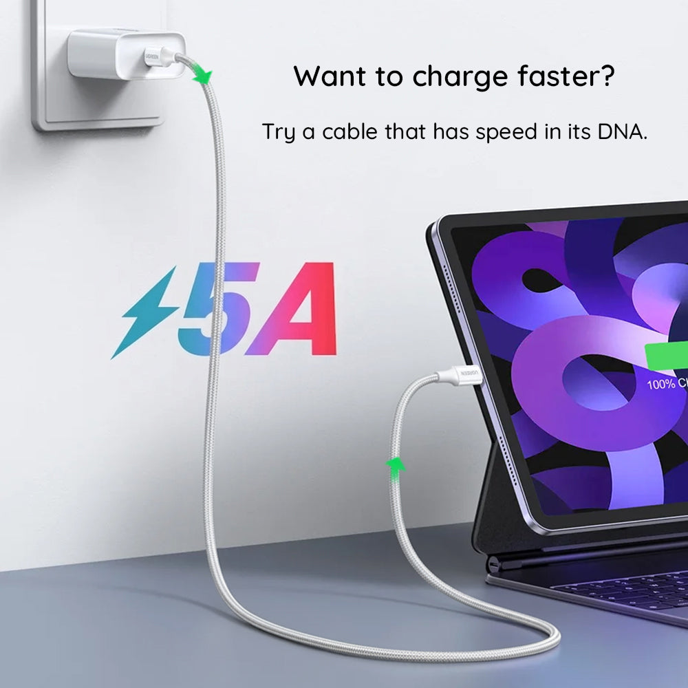 USB-C-tietojen ja latauksen kaapeli - USB-C UGREEN L502, 100W, 1m, Oranssi
