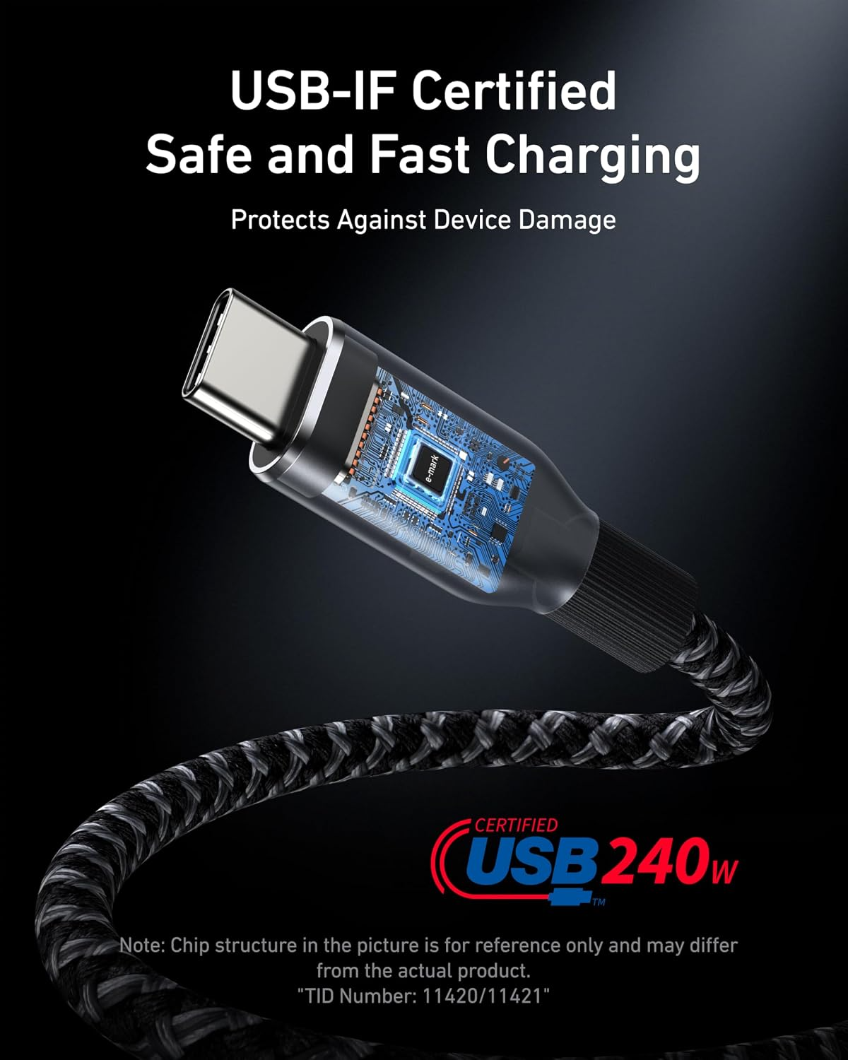 Anker Prime USB-C–USB-C-datakaapeli ja latauskaapeli, 240 W, 0,9 m, musta A88E2011