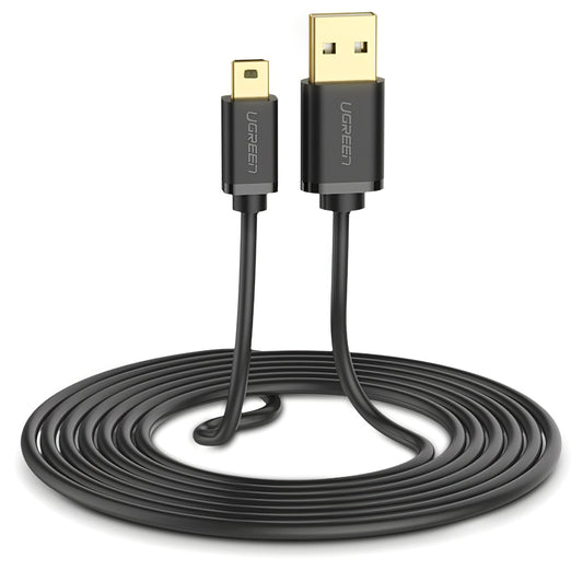 USB-A - miniUSB UGREEN US132 -data- ja latauskaapeli, 2m, Musta
