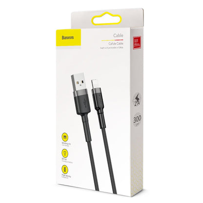 USB-A - Lightning Baseus Cafule -data- ja latauskaapeli, 18W, 3m, Harmaa CALKLF-RG1