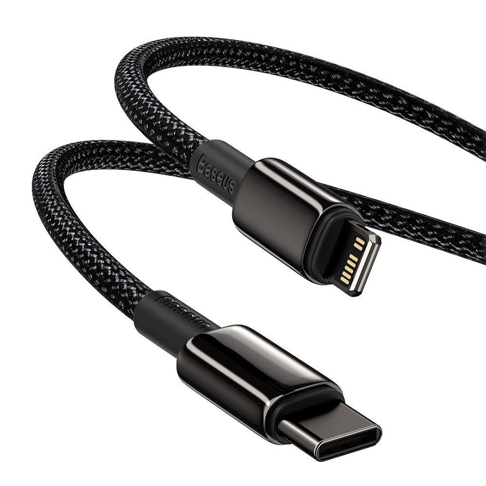 Tieto- ja latauskaapeli USB-C - Lightning Baseus Tungsten Tungsten Gold, 20W, 2m, musta CATLWWJ-A01