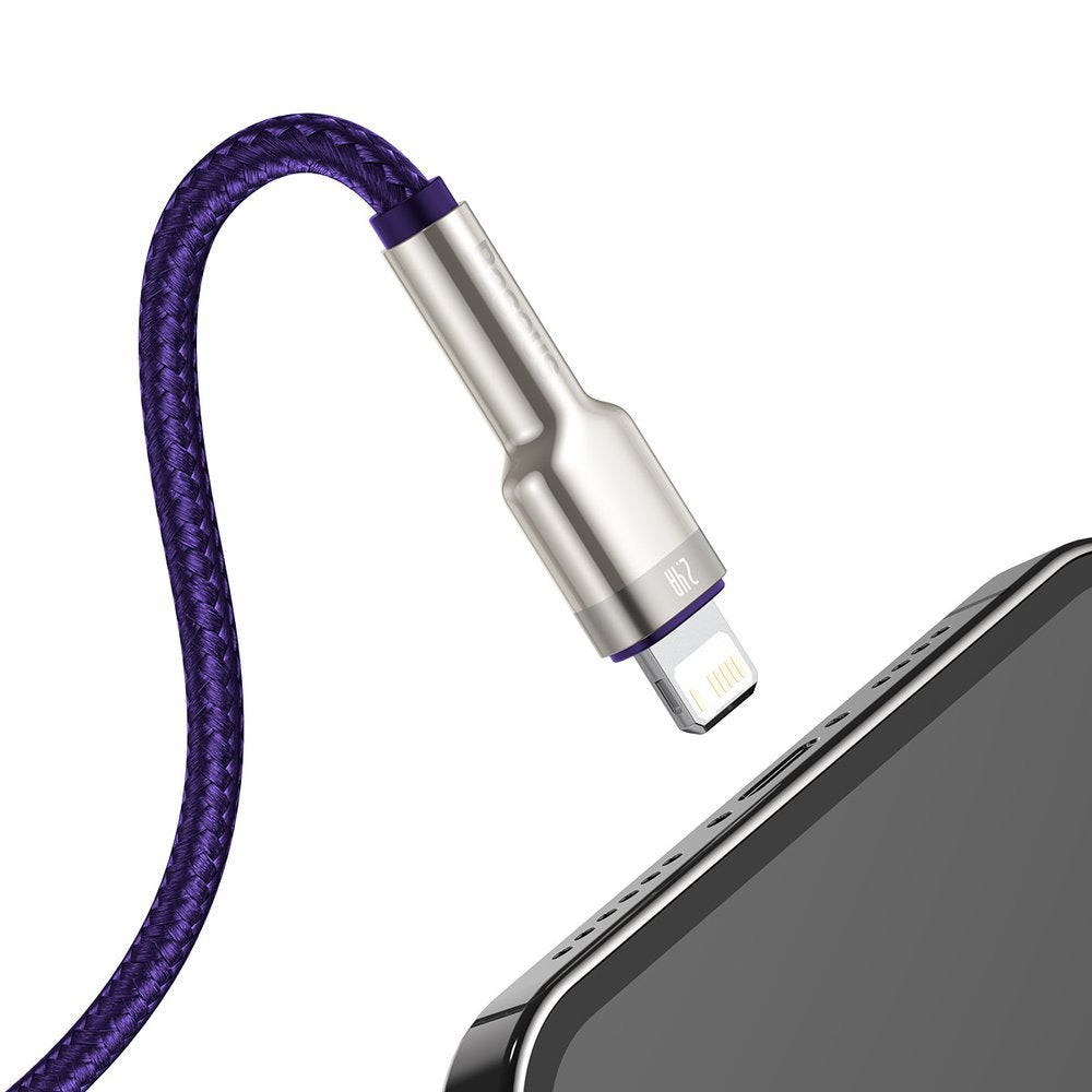 USB-A - Lightning Baseus Cafule Metal Series -data- ja latauskaapeli, 18W, 2m, Violetti CALJK-B05