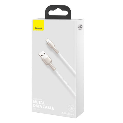 USB-A - Lightning Baseus Cafule Metal Series -data- ja latauskaapeli, 18W, 2m, Valkoinen CALJK-B02