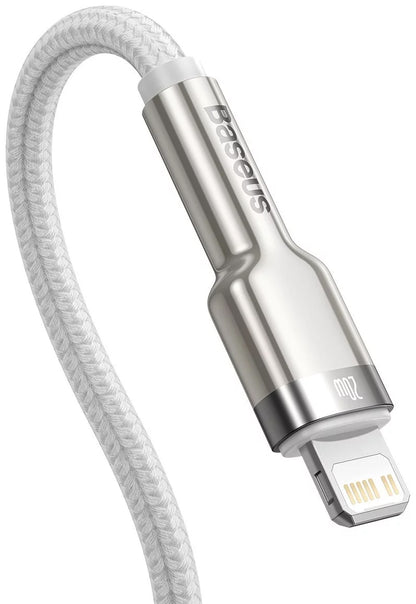 Tieto- ja latauskaapeli USB-C - Lightning Baseus Cafule Metal Series, 20W, 1m, valkoinen CATLJK-A02