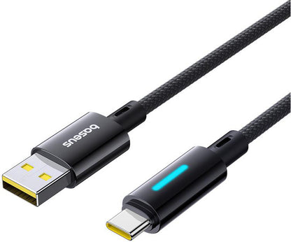 USB-A - USB-C Baseus Lit Button Control -data- ja latauskaapeli, 100W, 1m, Musta P10379002121-00