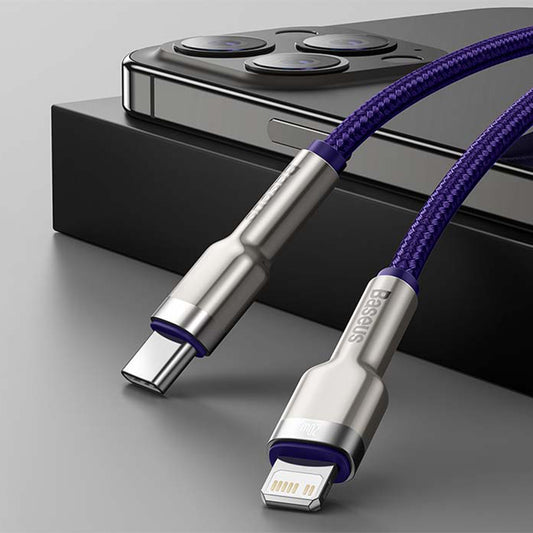 USB-C - Lightning Baseus Cafule Metal Series -data- ja latauskaapeli, 20W, 1m, Violetti CATLJK-A05