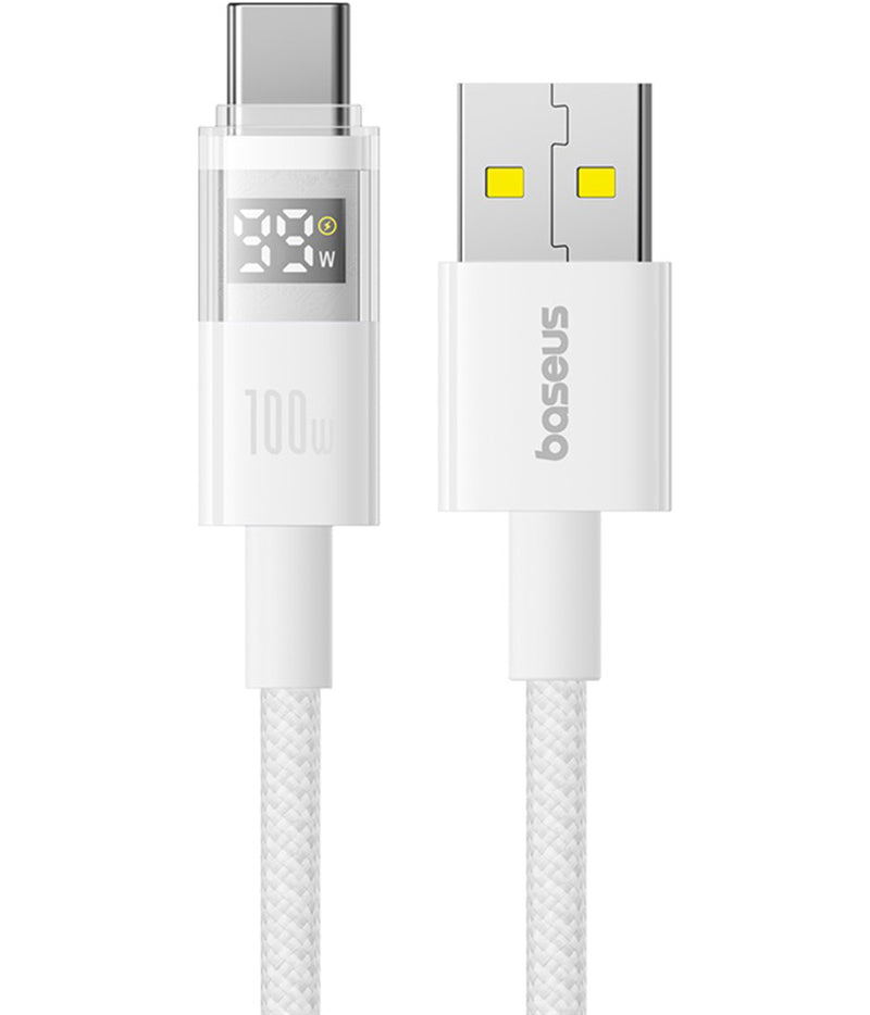 Baseus Display 2 USB-A - USB-C -data- ja latauskaapeli, 100W, 1m, Valkoinen P10382701211-00
