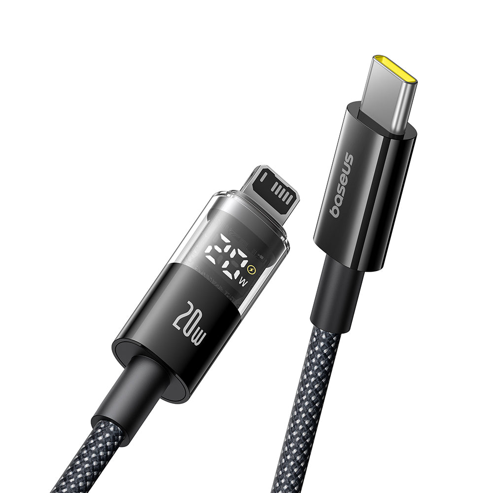 USB-C - Lightning Baseus Display 2 -data- ja latauskaapeli, 20W, 1m, Musta P10382703121-00