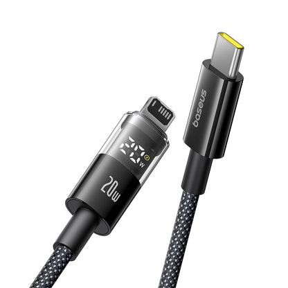 USB-C - Lightning Baseus Display 2 -data- ja latauskaapeli, 20W, 1m, Musta P10382703121-00