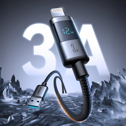 USB-A - Lightning Joyroom S-A16 Pro Prism Display -kaapeli, 12W, 1.2m, Musta