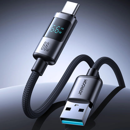 USB-A - USB-C Joyroom S-A16 Pro Prism Display -kaapeli, 66W, 1.2m, Musta