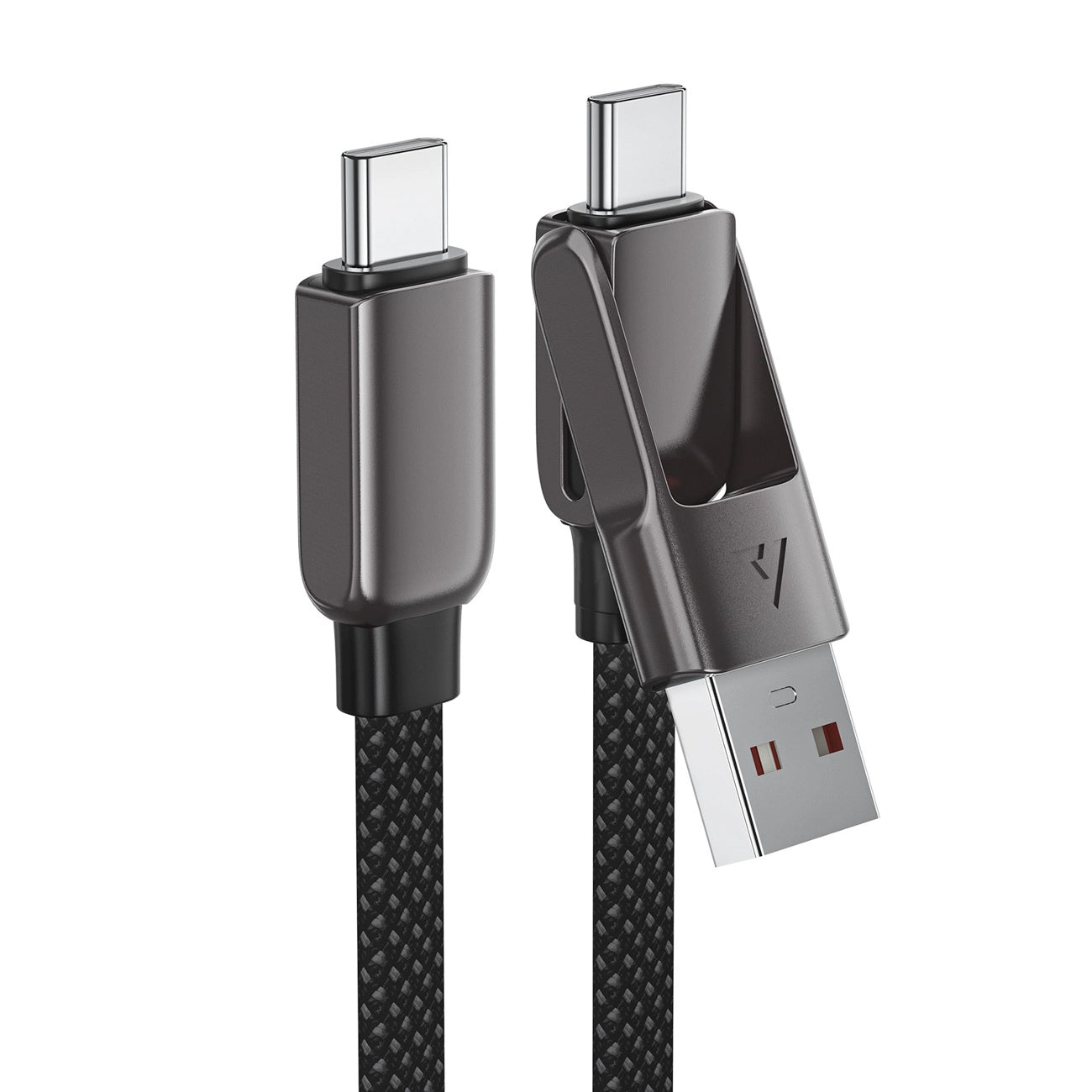 USB-C - USB-A / USB-C Acefast C13-05 -kaapeli, 60W, 0.2m, Musta