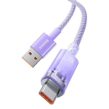 Baseus Explorer USB-A - USB-C -data- ja latauskaapeli, 100W, 1m, Violetti CATS010405