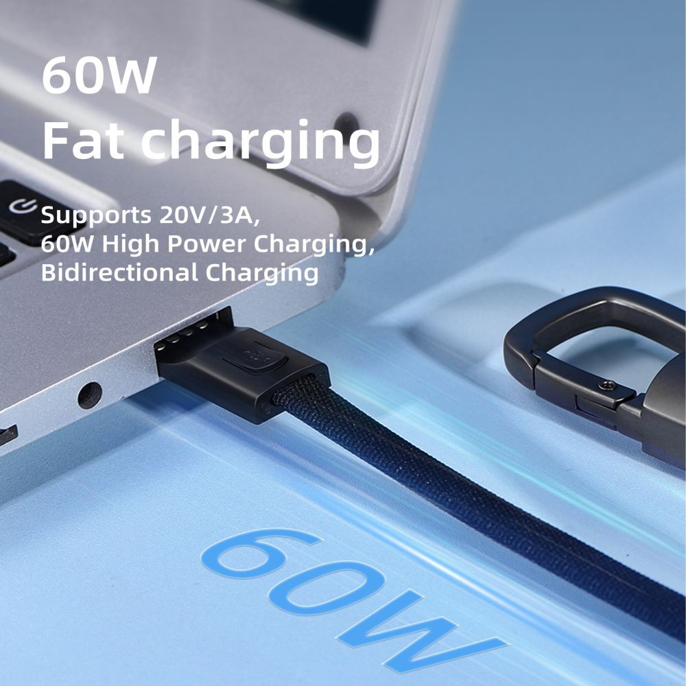 USB-C - USB-C Tech-Protect Ultraboost DNA -avainnippu, 60W, 0.17m, Harmaa